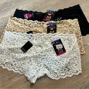 🖤 NWT Maidenform Cheekies Lace Boyshort Panties Bundle|Size XL|Black Beige White